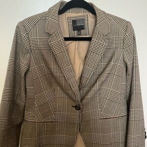 The Limited Plaid Blazer in Brown and Tan